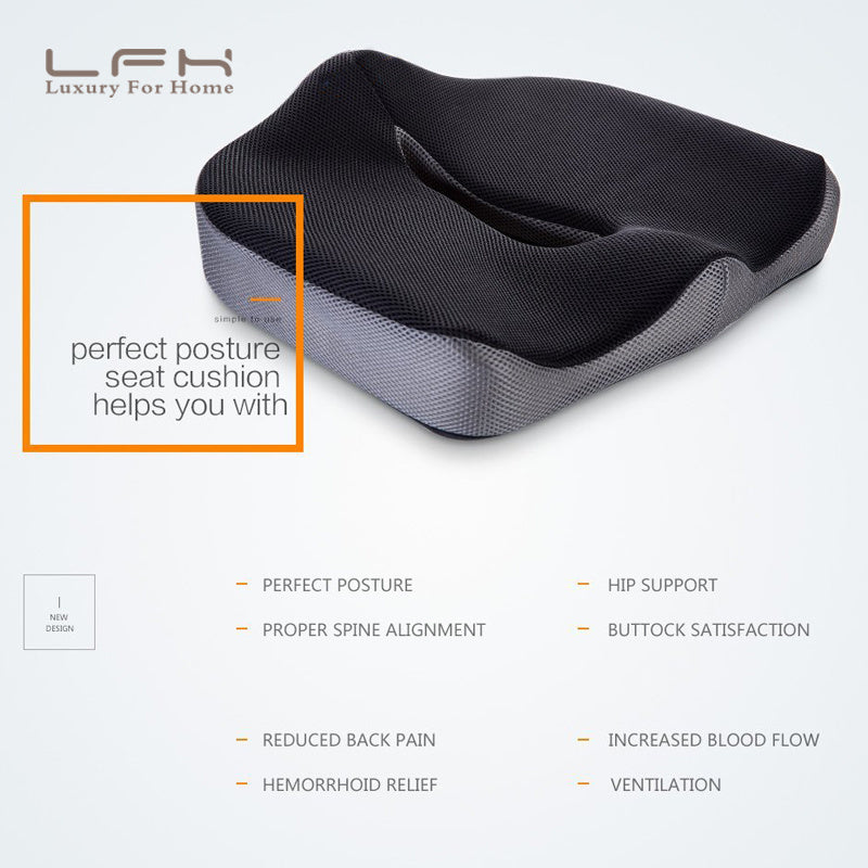 Coccyx Orthopedic Comfortable Memory Foam Chair Car Seat Cushion for Lower Back Tailbone Medical Hemorrhoids Cushion Almofadas - FUTURISTIC FLAIR