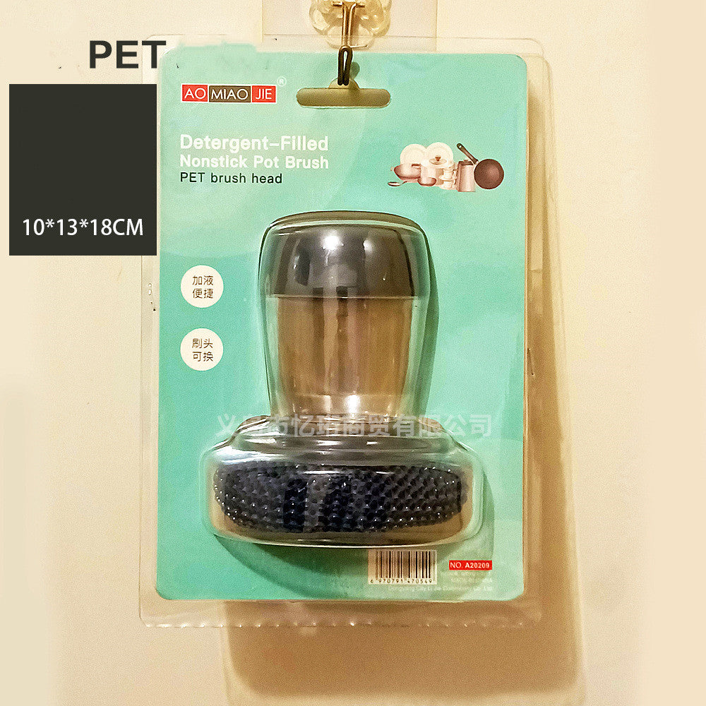 Kitchen Soap Dispensing Palm Brush Cleaner Push-type Brush Kitchen Detergent Tools - FUTURISTIC FLAIR