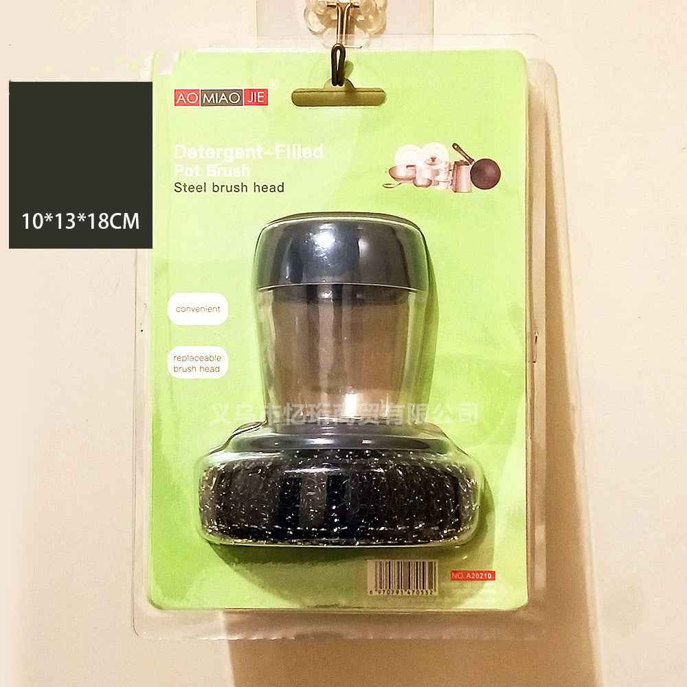 Kitchen Soap Dispensing Palm Brush Cleaner Push-type Brush Kitchen Detergent Tools - FUTURISTIC FLAIR