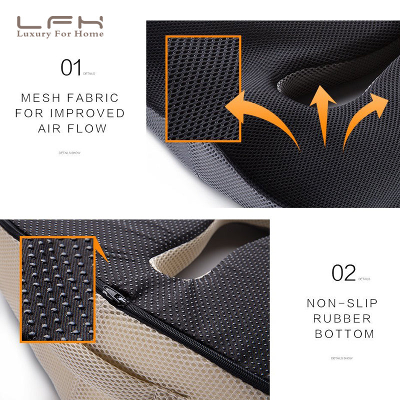 Coccyx Orthopedic Comfortable Memory Foam Chair Car Seat Cushion for Lower Back Tailbone Medical Hemorrhoids Cushion Almofadas - FUTURISTIC FLAIR