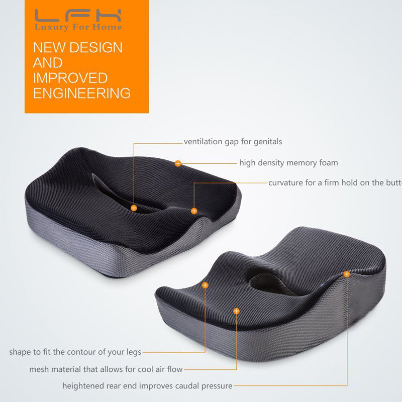 Coccyx Orthopedic Comfortable Memory Foam Chair Car Seat Cushion for Lower Back Tailbone Medical Hemorrhoids Cushion Almofadas - FUTURISTIC FLAIR