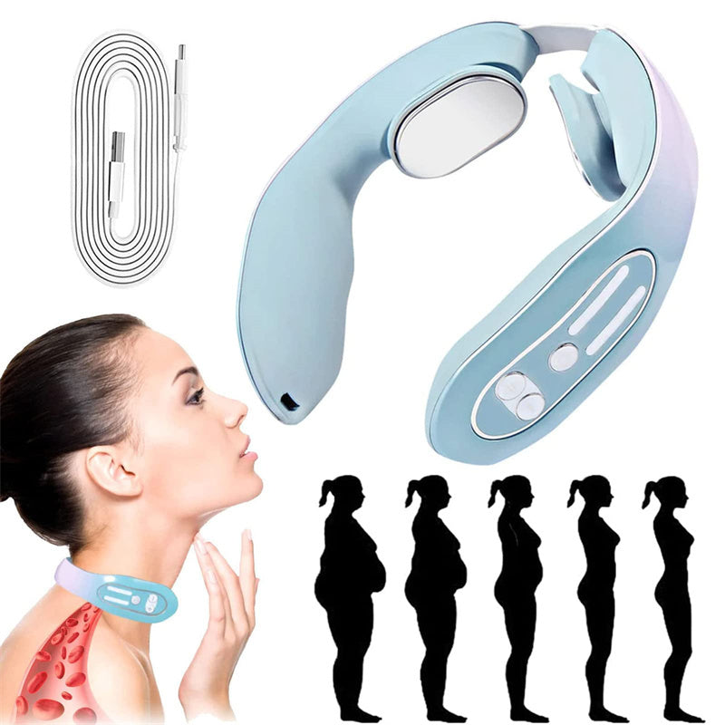 EMS Neck Acupoints Lymphvity Massager Device Intelligent Neck Massager With Heat Blue Hot Design - FUTURISTIC FLAIR