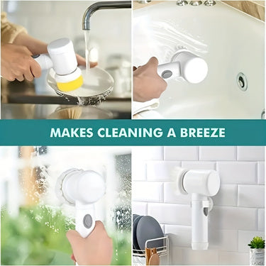 1pc Electric Spin Cleaning Brush,USB Rechargeable Handheld Kitch Cleaner Coldless Rotary Brush, Power Brush Bathroom Rechargeable Brush, Automatic Rotary Power Cleaning Brush For Cleaning - FUTURISTIC FLAIR