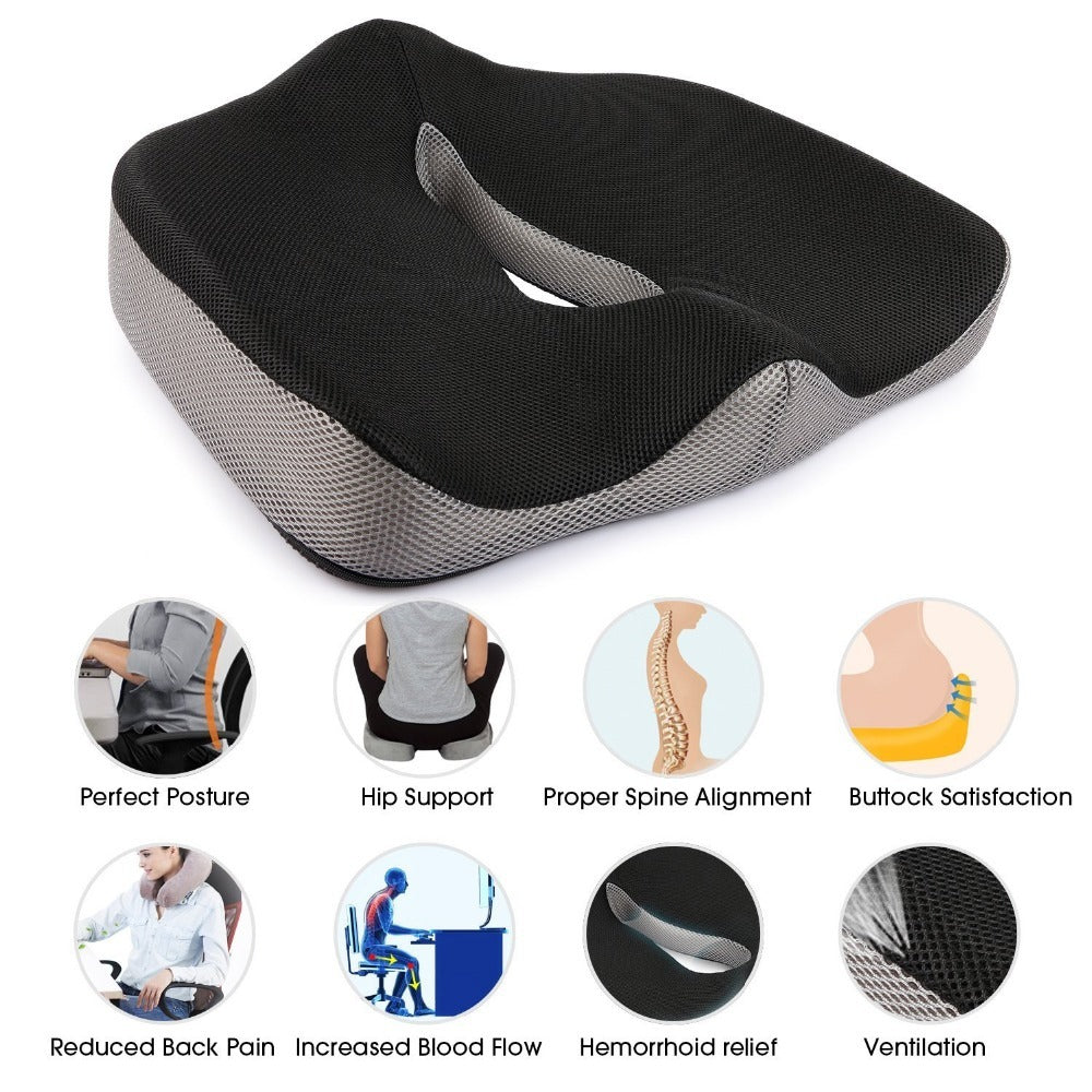 Coccyx Orthopedic Comfortable Memory Foam Chair Car Seat Cushion for Lower Back Tailbone Medical Hemorrhoids Cushion Almofadas - FUTURISTIC FLAIR