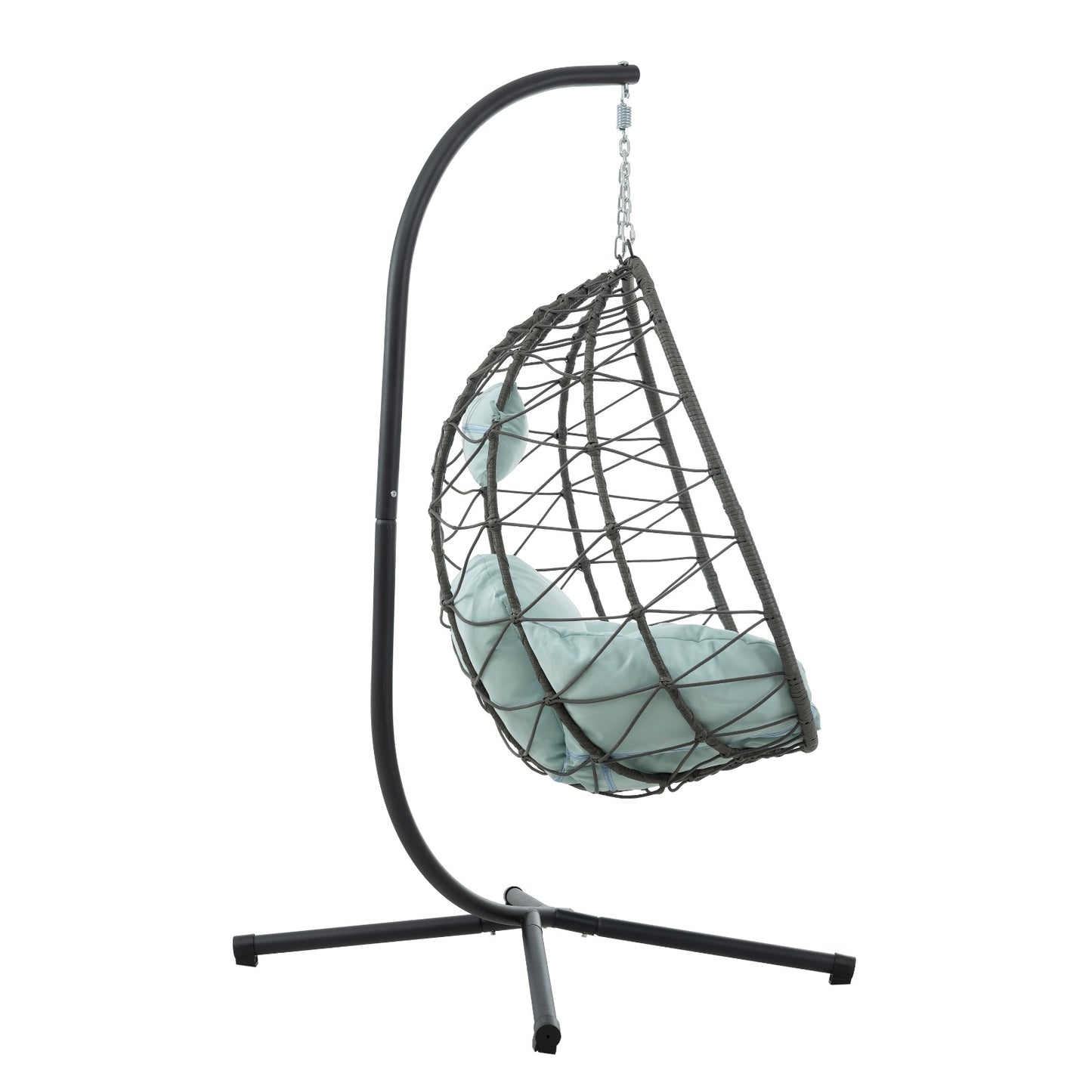 Egg Chair With Stand Indoor Outdoor Swing Chair Patio Wicker Hanging Egg Chair Hanging Basket Chair - FUTURISTIC FLAIR