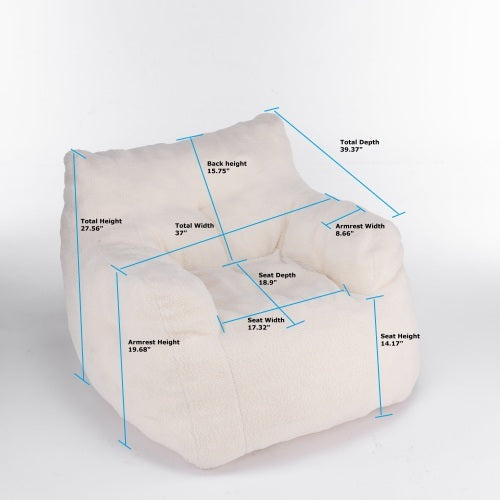 Soft Teddy Tufted Foam Bean Bag Chair - FUTURISTIC FLAIR
