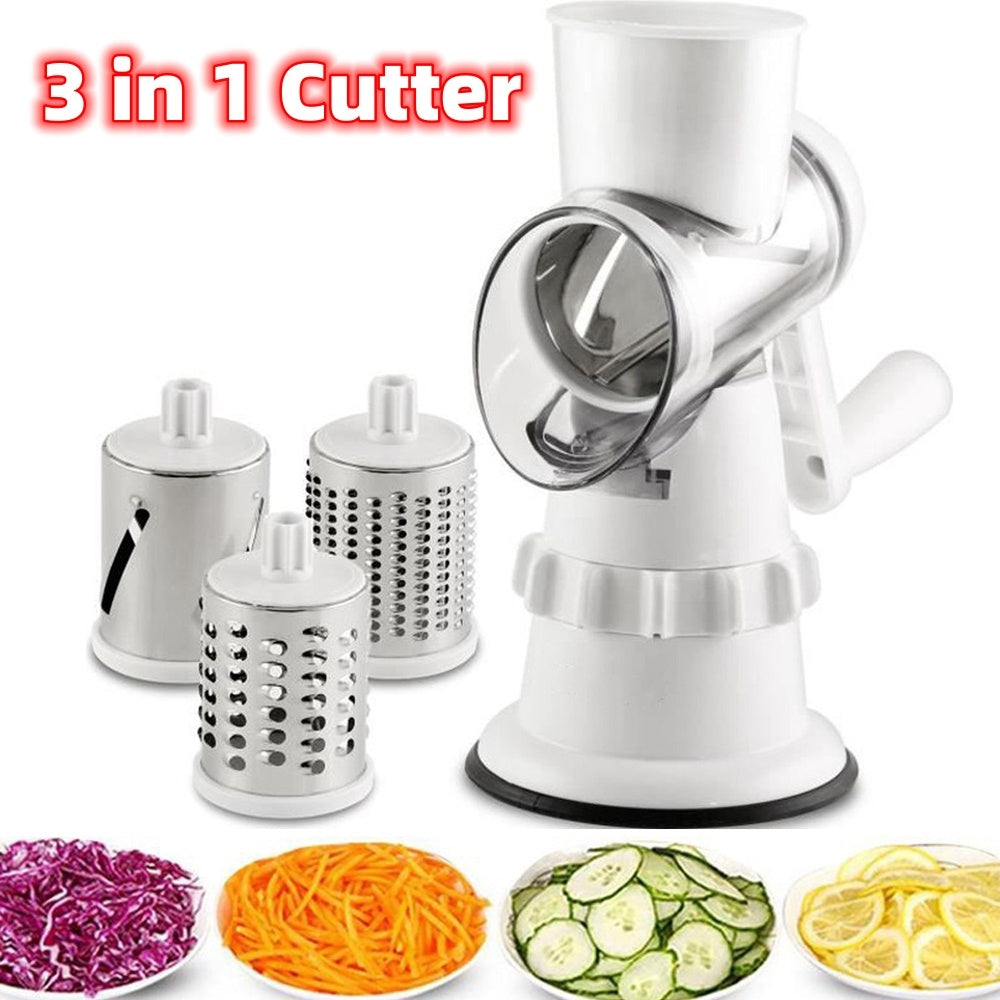 3 In 1 Vegetable Slicer Manual Kitchen Accessories Grater For Vegetable Cutter Round Chopper Mandolin Shredder Potato Home Kitchen Supplies Kitchen Gadgets - FUTURISTIC FLAIR