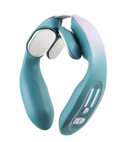 EMS Neck Acupoints Lymphvity Massager Device Intelligent Neck Massager With Heat Blue Hot Design - FUTURISTIC FLAIR