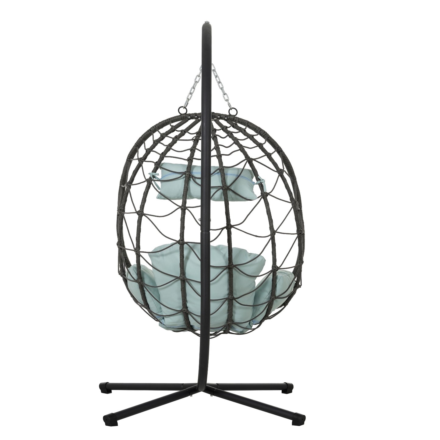 Egg Chair With Stand Indoor Outdoor Swing Chair Patio Wicker Hanging Egg Chair Hanging Basket Chair - FUTURISTIC FLAIR