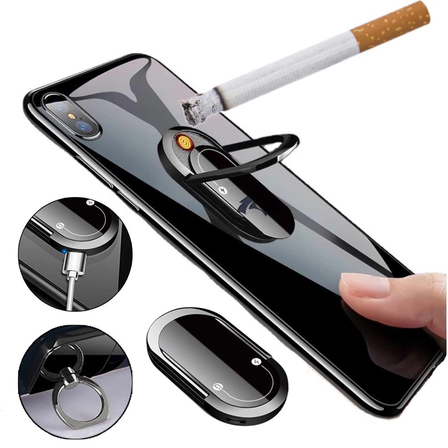 2 In 1 Portable Creative USB Plasma Lighter Mobile Phone Holder Multi-function Cigarette Lighter - FUTURISTIC FLAIR