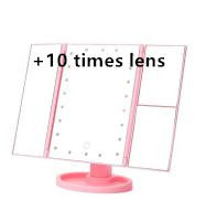 Three-sided Foldable Magnifying Desktop Makeup Mirror With Lamp - FUTURISTIC FLAIR 