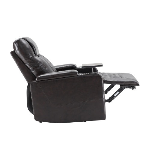 Power Motion Recliner With USB Charging Port And Hidden Arm Storage 2 Convenient Cup Holders Design And 360 Swivel Tray Table,Brown - FUTURISTIC FLAIR 