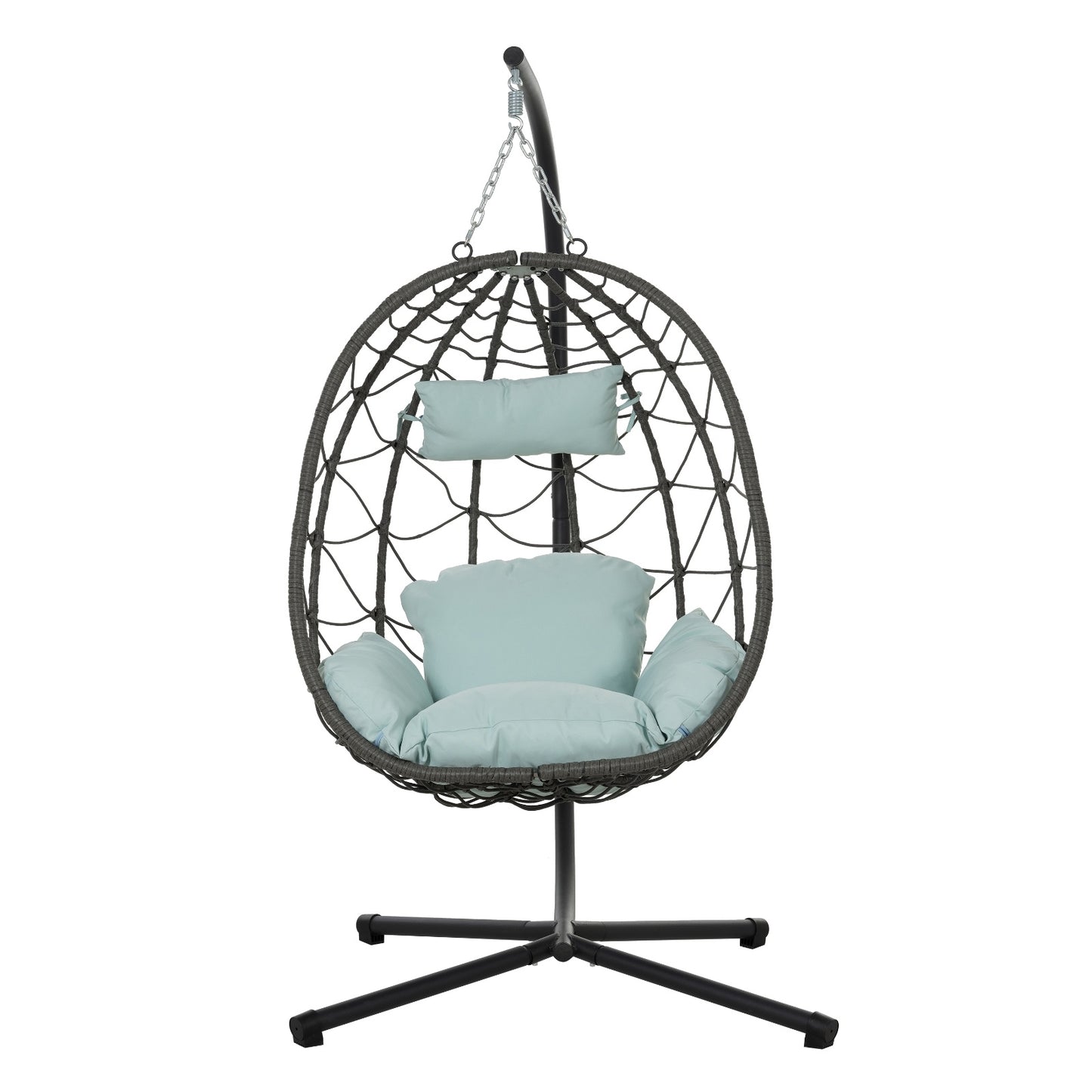 Egg Chair With Stand Indoor Outdoor Swing Chair Patio Wicker Hanging Egg Chair Hanging Basket Chair - FUTURISTIC FLAIR 
