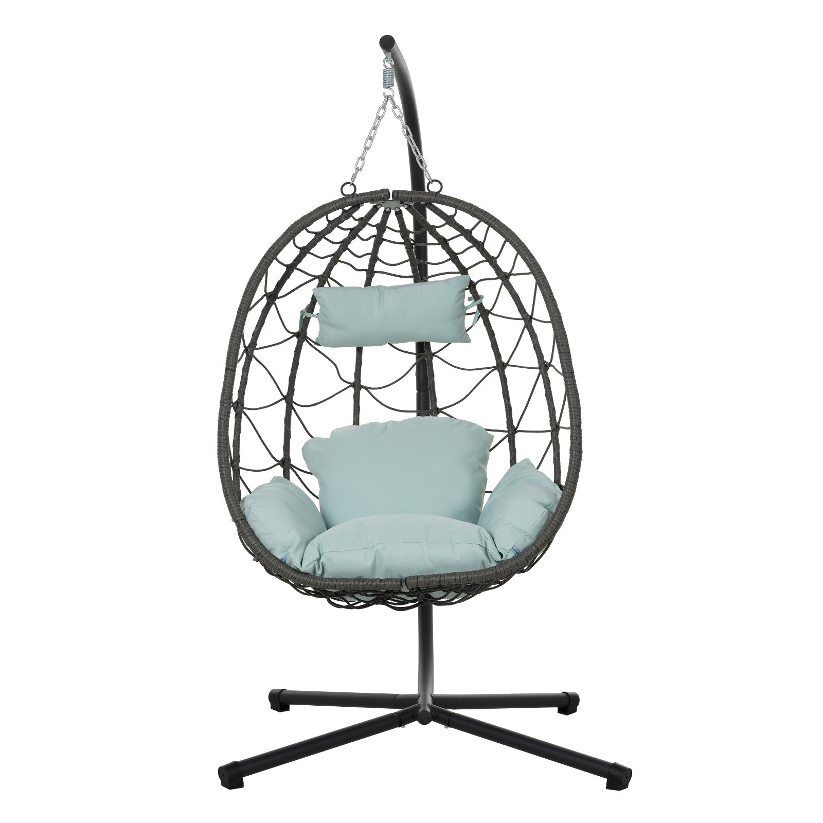 Egg Chair With Stand Indoor Outdoor Swing Chair Patio Wicker Hanging Egg Chair Hanging Basket Chair - FUTURISTIC FLAIR 