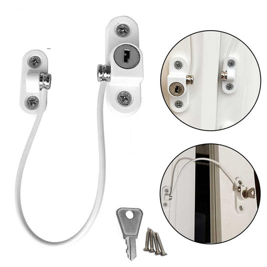 Window Security Chain Lock Window Cable Lock Restrictor Multifunctional Window Lock Door Security Guard for Baby Safety 1Pcs - FUTURISTIC FLAIR 