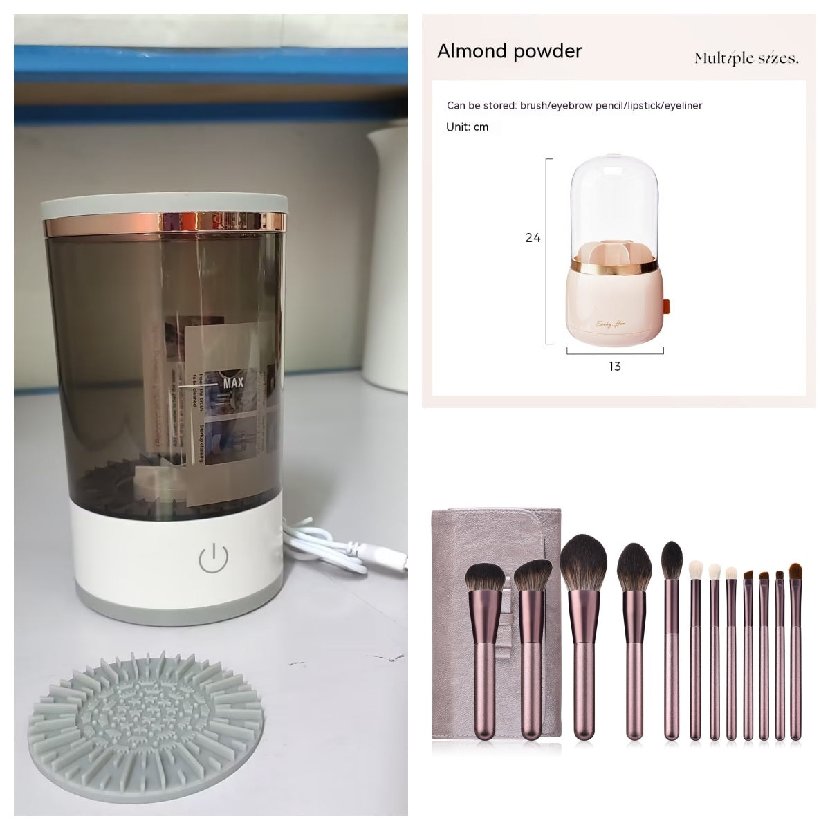 Women Eye Shadow Brush Cleaning Tool Portable Electric Makeup Brush Cleaner Machine With USB Charging Automatic Cosmetic Brush - FUTURISTIC FLAIR 