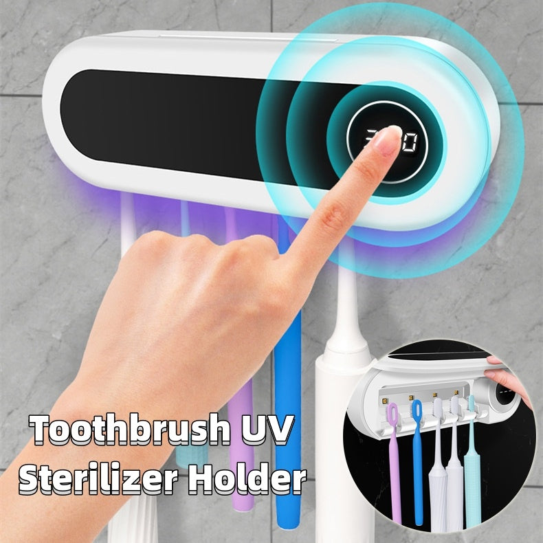 Wall Mounted Toothbrush Holder Smart Toothbrush UV Sterilizer Holder Toothpaste Dispenser Squeezer For Bathroom Accessories - FUTURISTIC FLAIR 