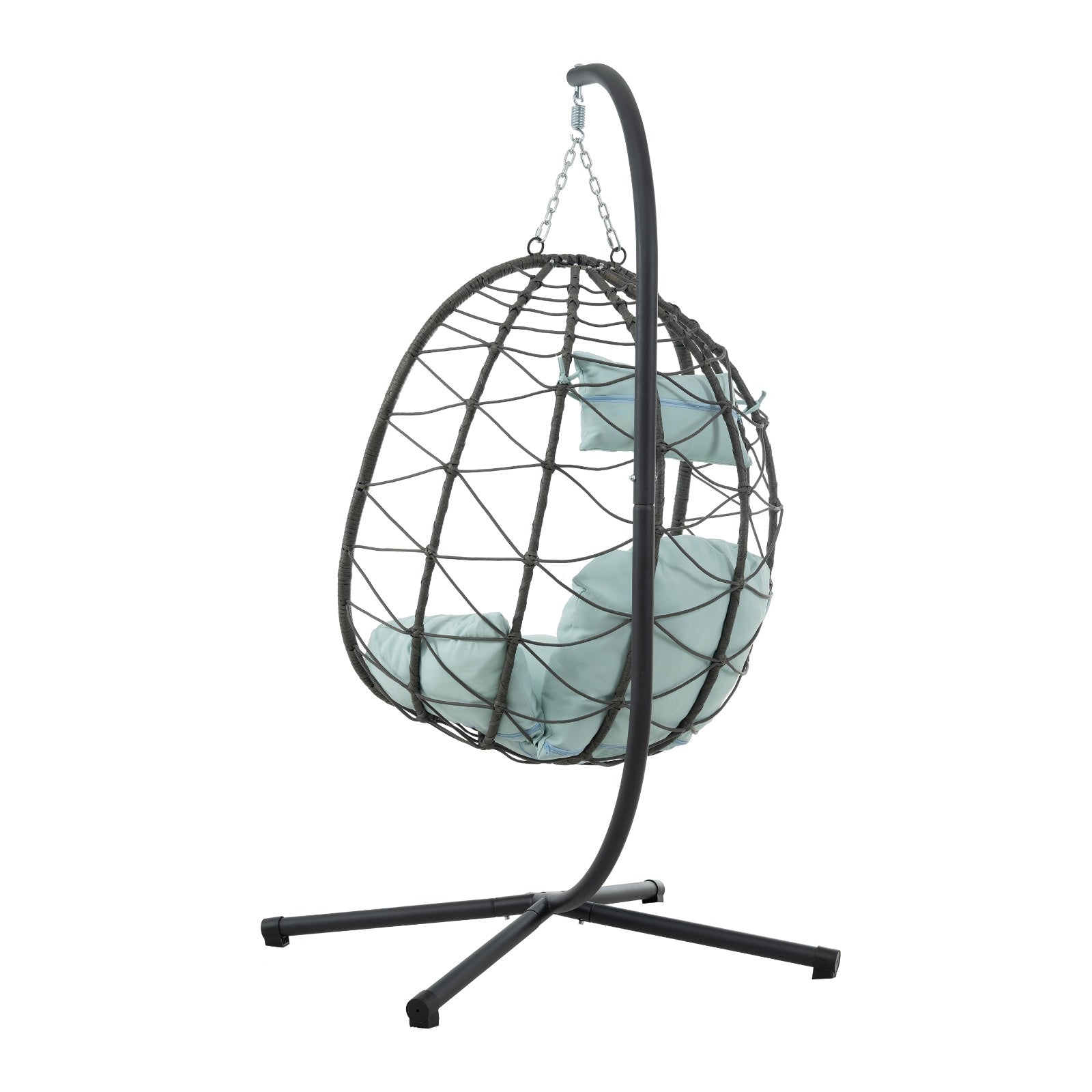 Egg Chair With Stand Indoor Outdoor Swing Chair Patio Wicker Hanging Egg Chair Hanging Basket Chair - FUTURISTIC FLAIR 