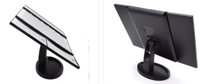 Three-sided Foldable Magnifying Desktop Makeup Mirror With Lamp - FUTURISTIC FLAIR 