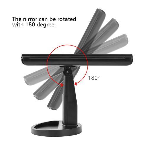 Three-sided Foldable Magnifying Desktop Makeup Mirror With Lamp - FUTURISTIC FLAIR 