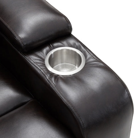 Power Motion Recliner With USB Charging Port And Hidden Arm Storage 2 Convenient Cup Holders Design And 360 Swivel Tray Table,Brown - FUTURISTIC FLAIR 