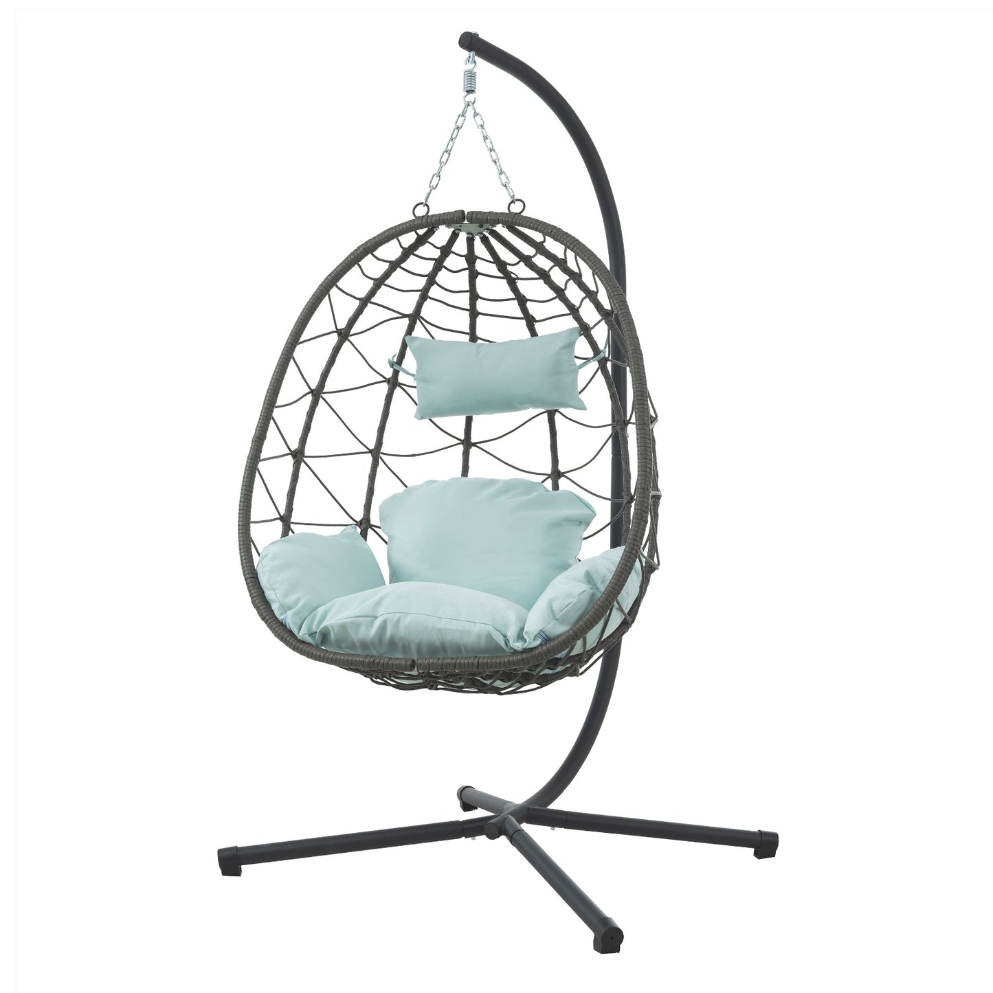 Egg Chair With Stand Indoor Outdoor Swing Chair Patio Wicker Hanging Egg Chair Hanging Basket Chair - FUTURISTIC FLAIR 