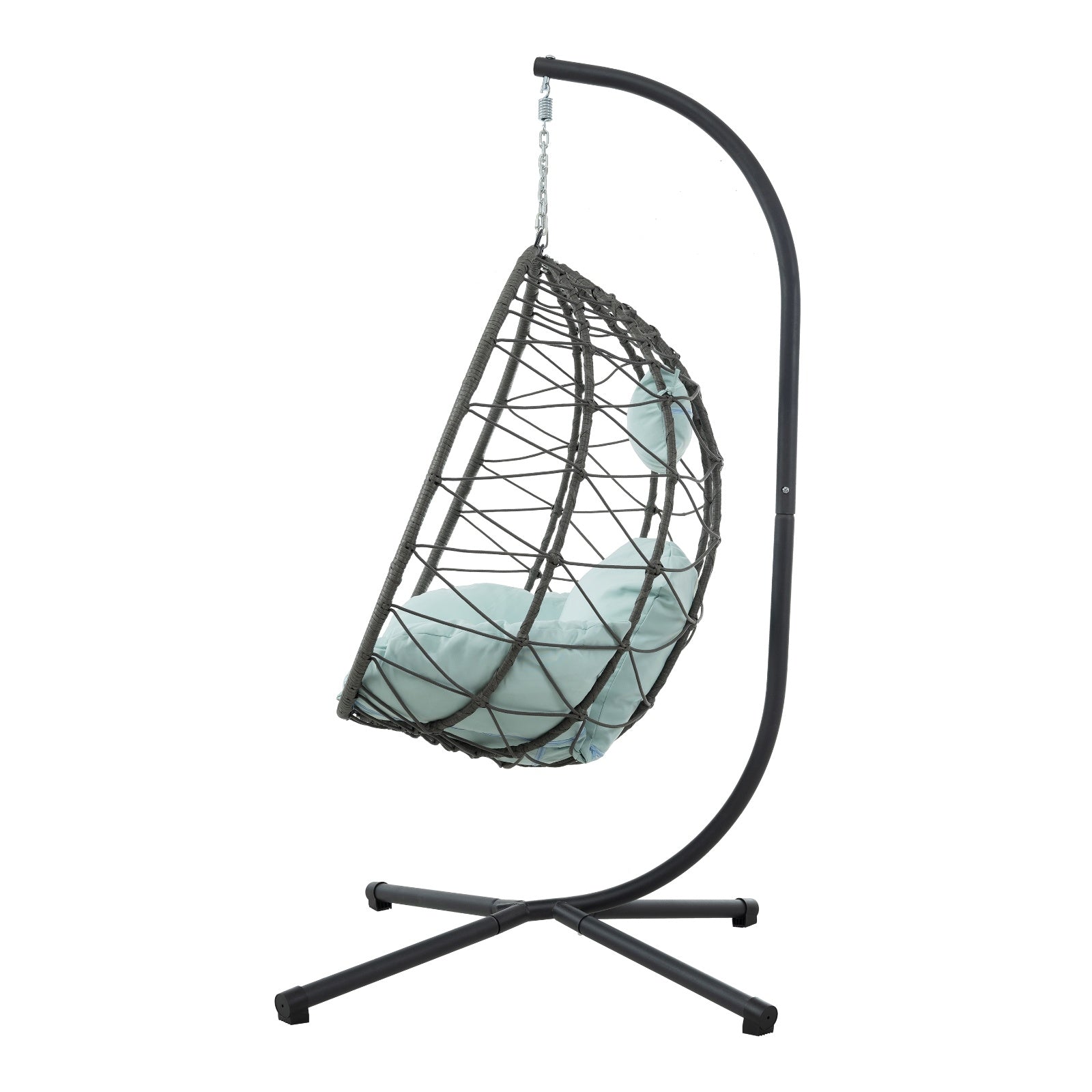Egg Chair With Stand Indoor Outdoor Swing Chair Patio Wicker Hanging Egg Chair Hanging Basket Chair - FUTURISTIC FLAIR 